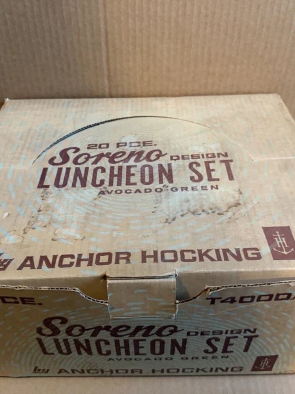 VTG Anchor Hocking Soreno 20pc Luncheon Set - Avocado Green - Picture 15 of 16